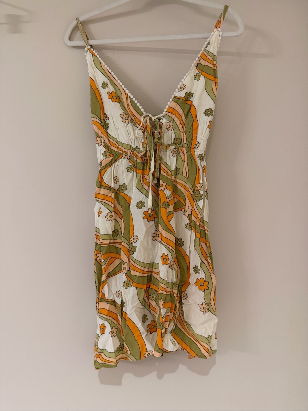 Wild Fable Retro Abstract Floral Pom-Pom Sundress